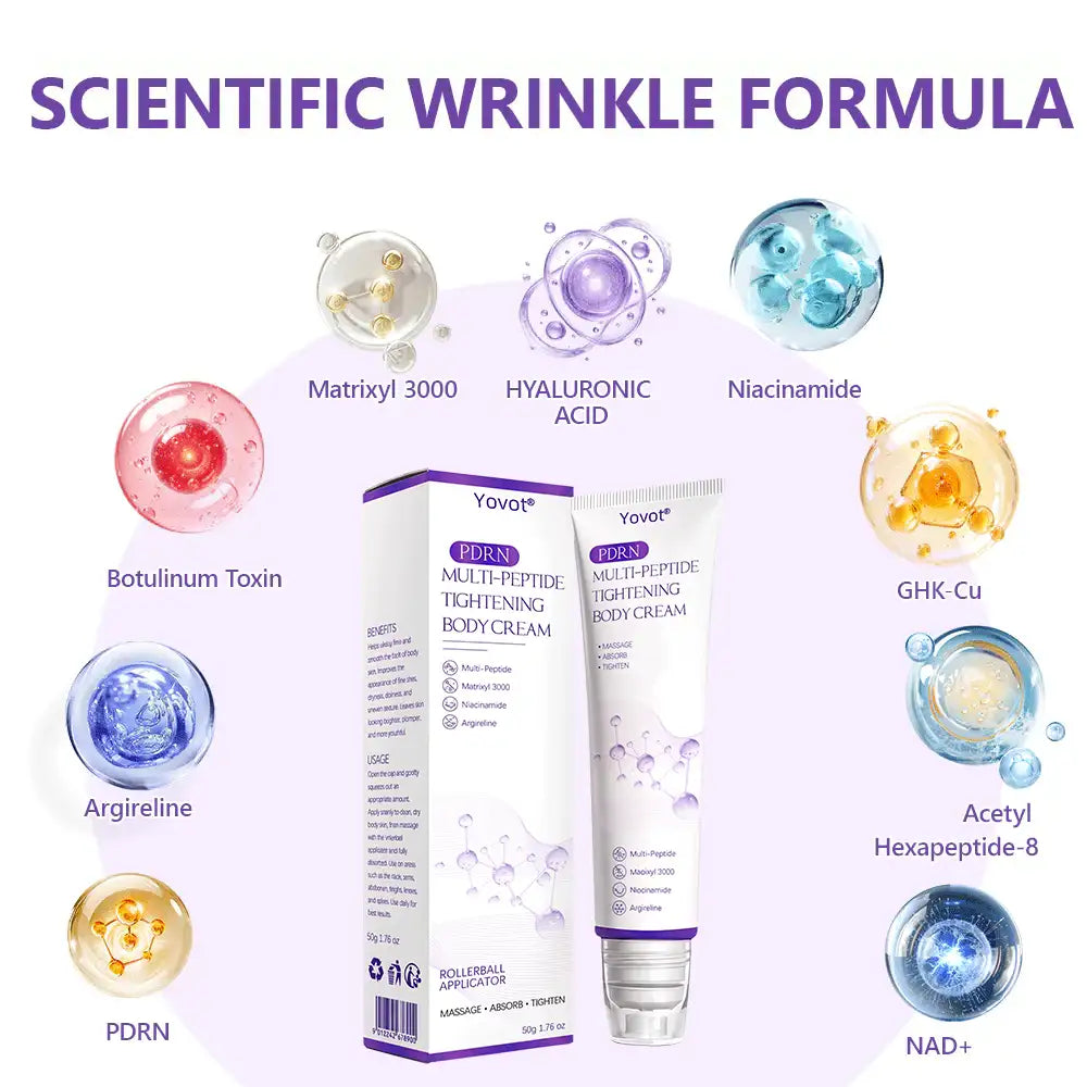 Enjoy an exclusive 30% discount: Yovot® PDRN Multi-Peptide Massaging Body Roller Cream- Anti-aging, Hydrating, Skin Firming & Lifting, Skin Repair, Even Tone, Acne and Dark Spot Treatment, Wart and Mole Removal, and Psoriasis Relief