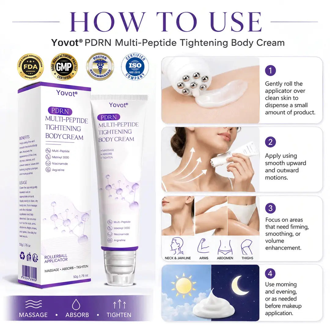 Enjoy an exclusive 30% discount: Yovot® PDRN Multi-Peptide Massaging Body Roller Cream- Anti-aging, Hydrating, Skin Firming & Lifting, Skin Repair, Even Tone, Acne and Dark Spot Treatment, Wart and Mole Removal, and Psoriasis Relief